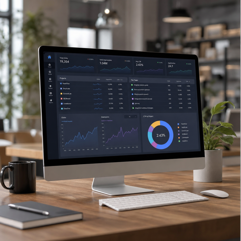 Agencijski SEO dashboard sa više klijentskih projekata u jednom pregledu