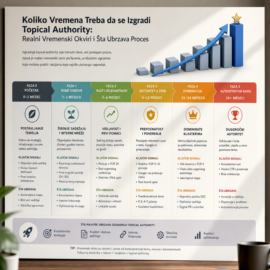 Koliko Vremena Treba da se Izgradi Topical Authority: Realni Vremenski Okviri i Šta Ubrzava Proces